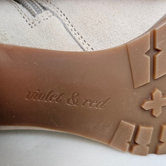 New Violet & Red Loaded Knit Cuff Tan Ankle Bootie Women Size 9.5 - Picture 13 of 16